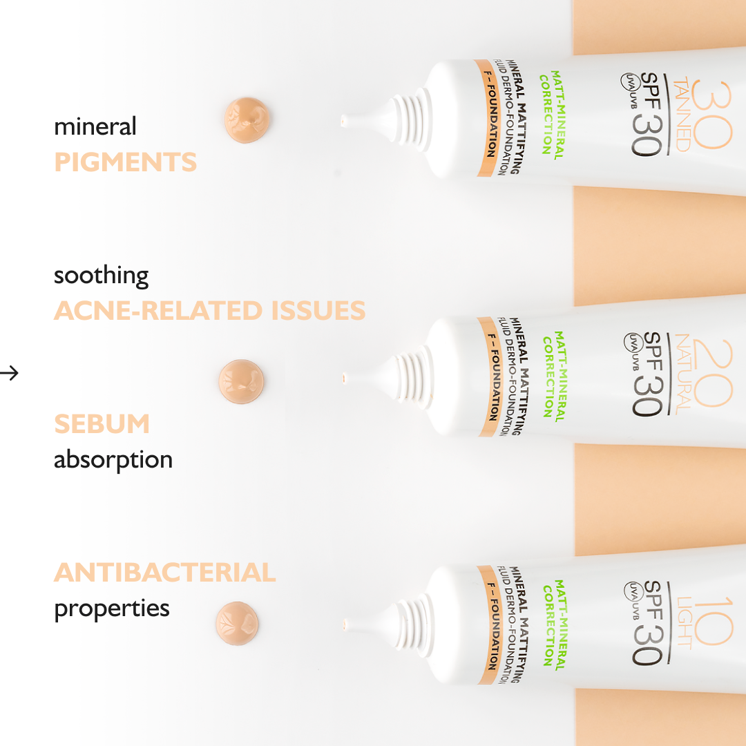 Slika proizvoda PHARMACERIS Mineralni matirajući tečni puder SPF30 30ml iz online apoteke Moja Farmacija - BIH