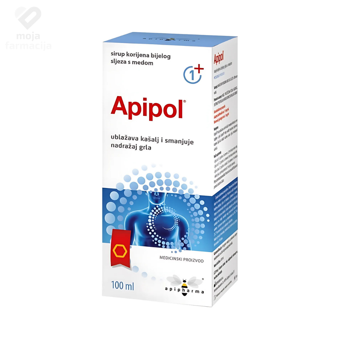 Slika proizvoda APIPHARMA Apipol medni sirup sa bijelim sljezom 100ml iz online apoteke Moja Farmacija - BIH