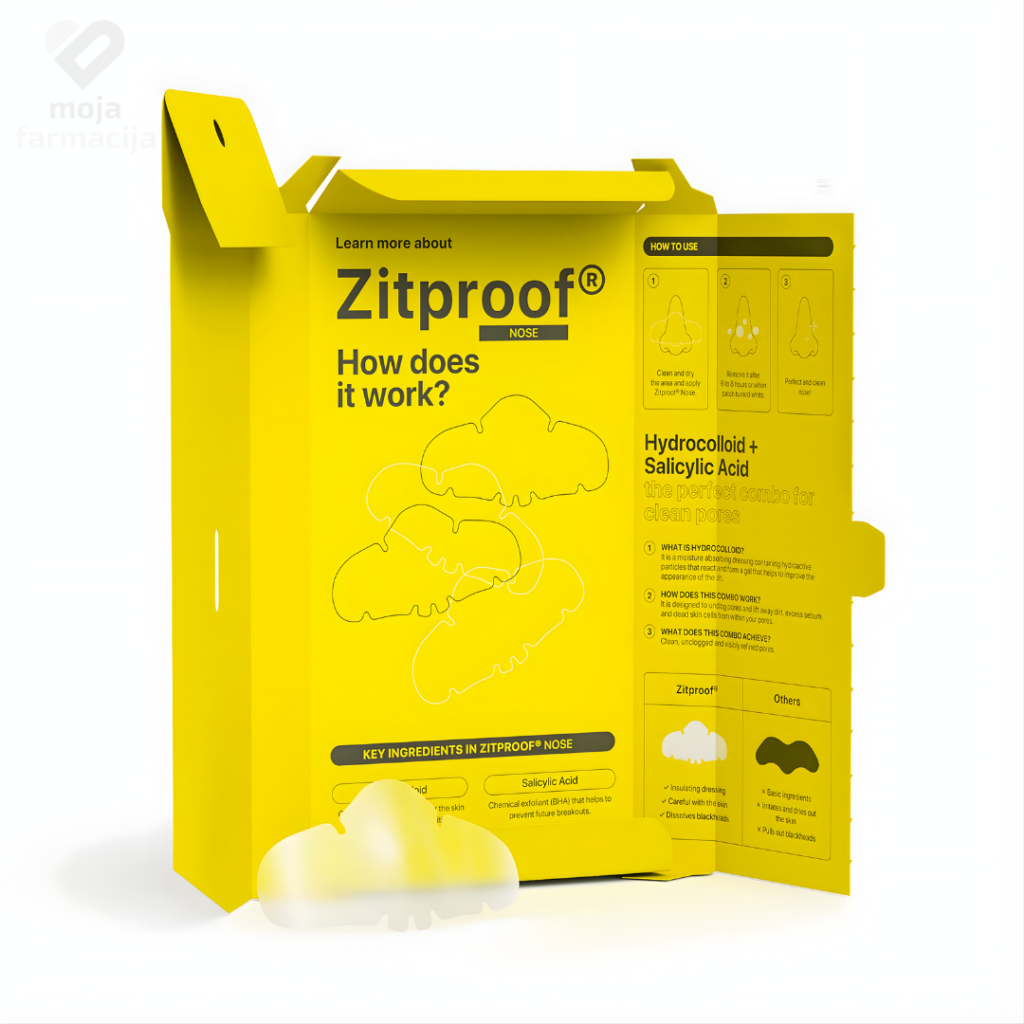 Acnemy Zitproof® Nose hidrokoloidni flasteri za čišćenje pora i mitesera na nosu.