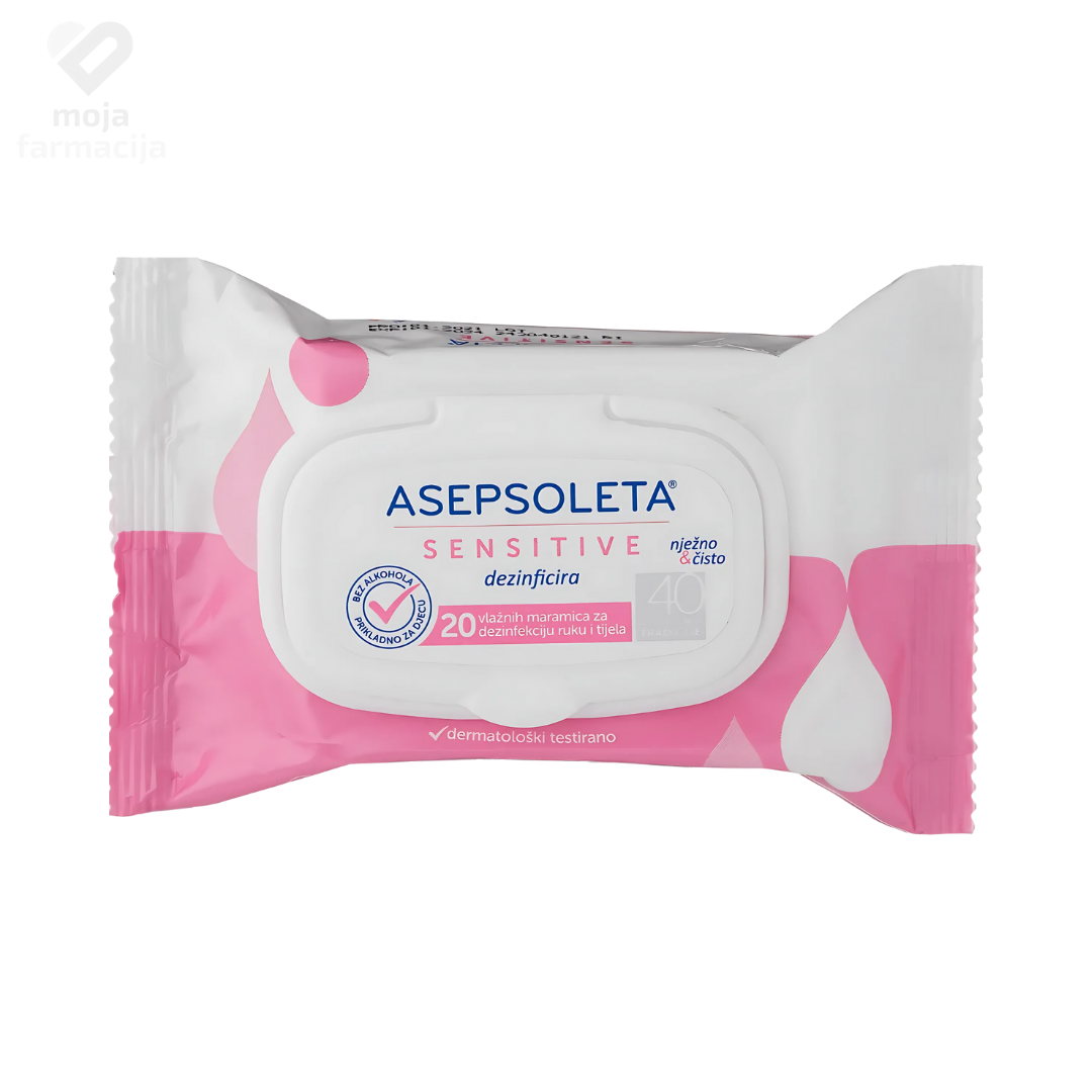 Slika proizvoda Asepsoleta sensitive vlažne maramice iz online apoteke Moja Farmacija - BIH