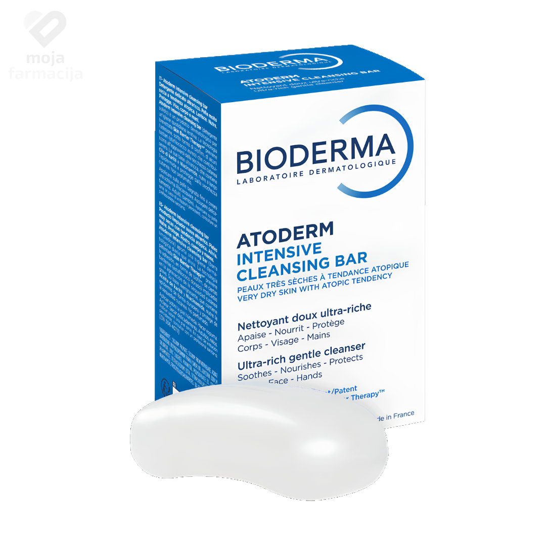 Bioderma Atoderm Intensive Cleansing Bar kruti sindet za pranje lica i tijela od 150g za izrazito suhu, osjetljiva i atopičnu kožu.