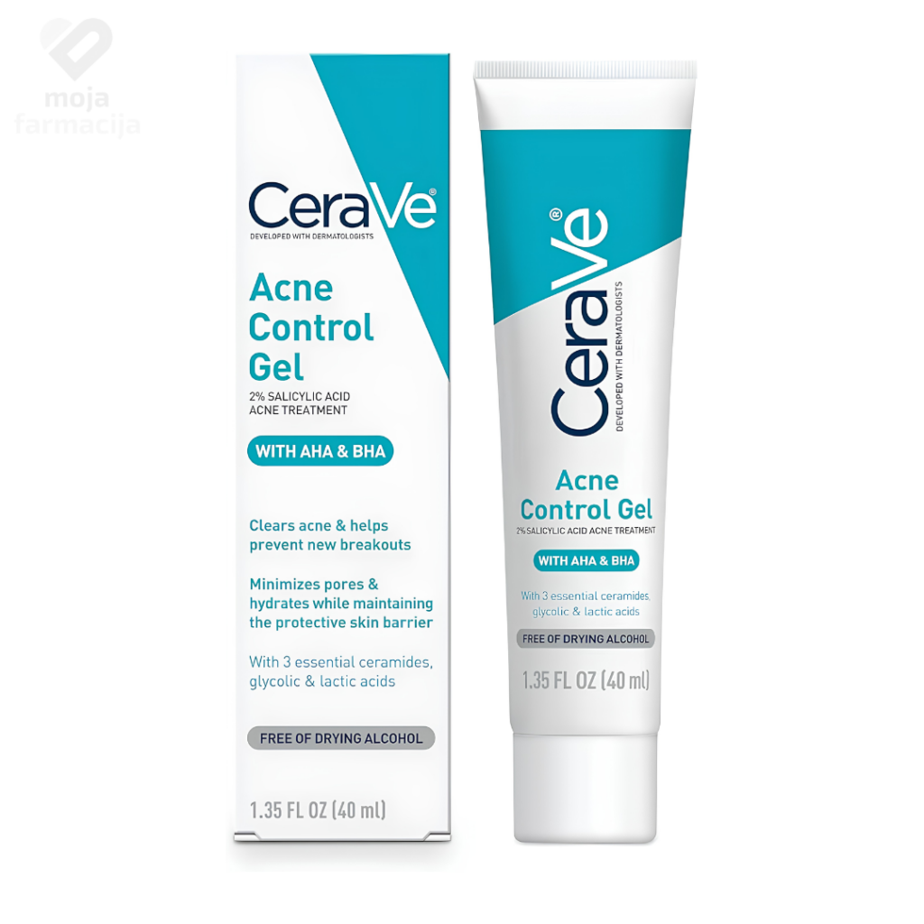 CeraVe hidratantni gel-tretman za kožu sklonu nepravilnostima sa AHA i BHA kiselinama u bijeloj tubici od 40ml.