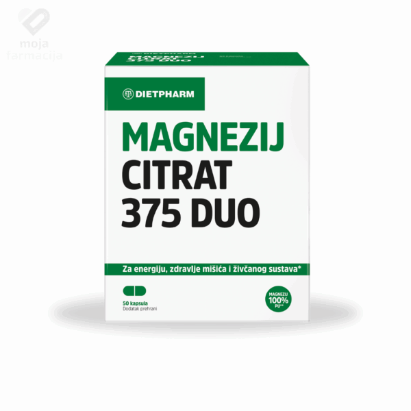 Slika proizvoda DIETPHARM Magnezij citrat 375 duo kapsule iz online apoteke Moja Farmacija - BIH