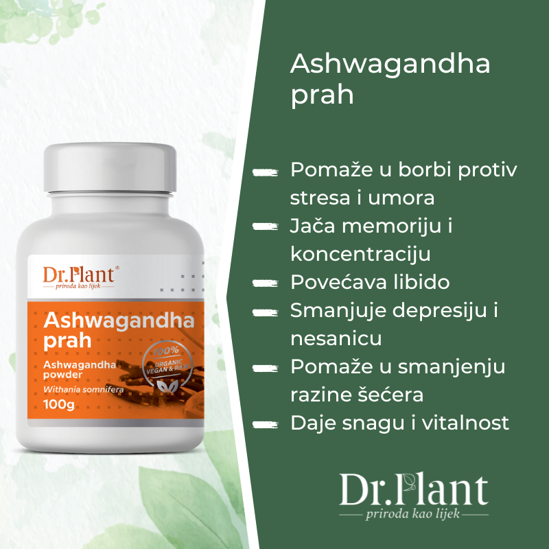 Slika proizvoda DR. PLANT Bio ashwagandha prah 100g iz online apoteke Moja Farmacija - BIH