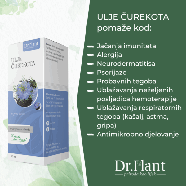 Slika proizvoda Dr. PLANT Ulje čurekota (Nigela sativa) iz online apoteke Moja Farmacija - BIH