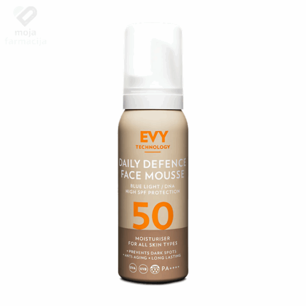 Slika proizvoda EVY Daily Defence Face Mousse SPF50 anti age 75ml iz online apoteke Moja Farmacija - BIH