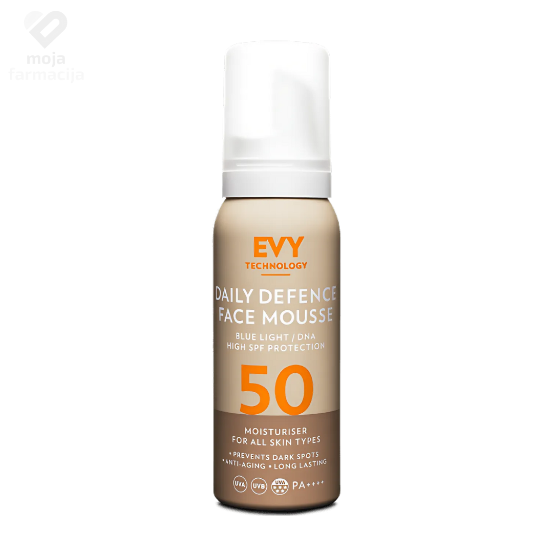 Slika proizvoda EVY Daily Defence Face Mousse SPF50 anti age 75ml iz online apoteke Moja Farmacija - BIH