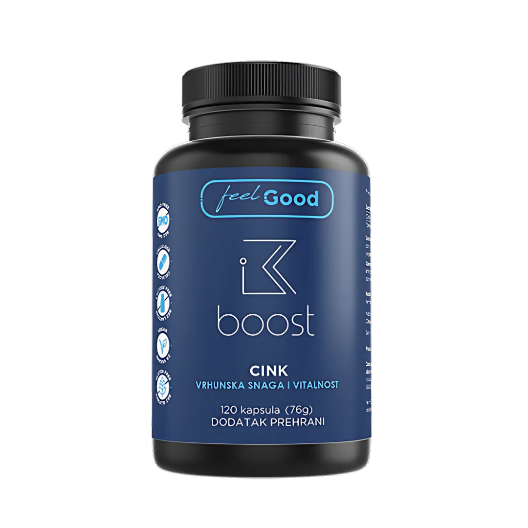 Slika proizvoda FEEL GOOD Boost Cink 25mg  120kapsula iz online apoteke Moja Farmacija - BIH