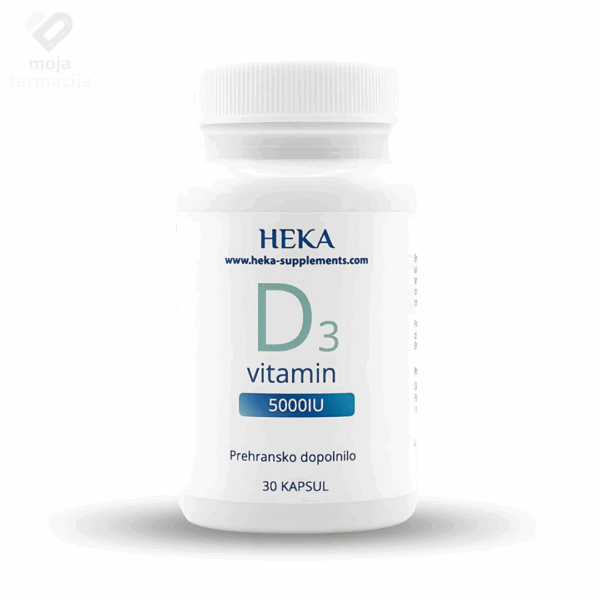 Slika proizvoda HEKA Vitamin D 5000 IU 30 kapsula iz online apoteke Moja Farmacija - BIH