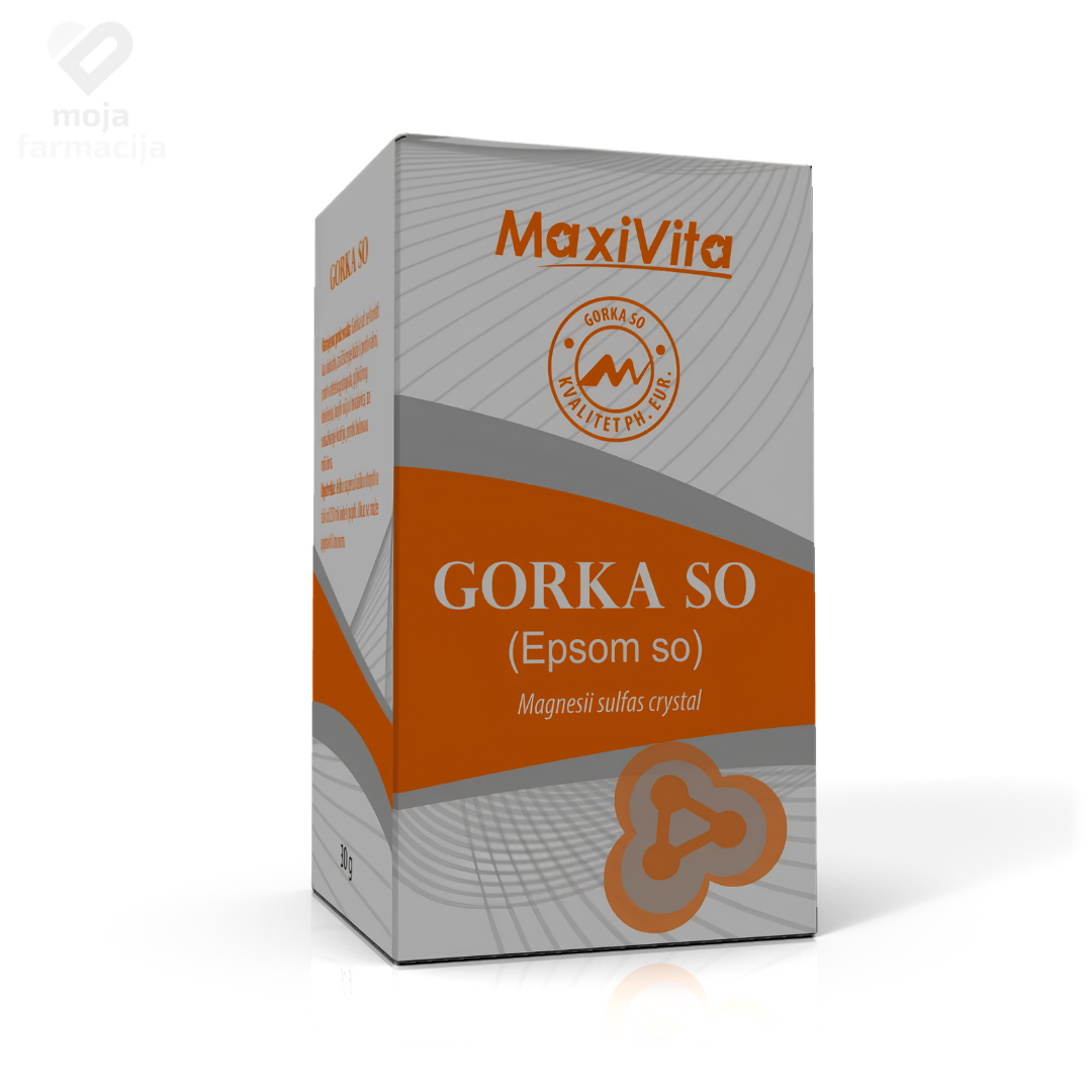 MaxiVita Gorka so magnezijum sulfat Epsom so 30g pakovanje za probavu i kupke