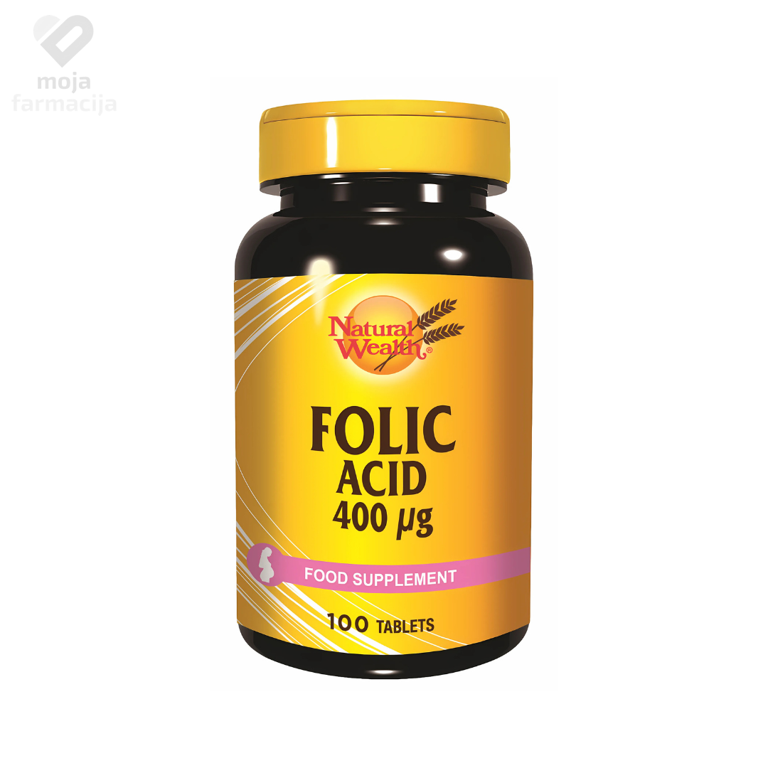 Slika proizvoda NATURAL WEALTH Folna kiselina 400mcg iz online apoteke Moja Farmacija - BIH