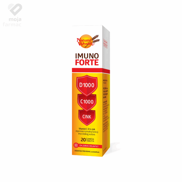 Slika proizvoda NATURAL WEALTH Imuno forte Vitamin D+Vitamin C+Cink iz online apoteke Moja Farmacija - BIH