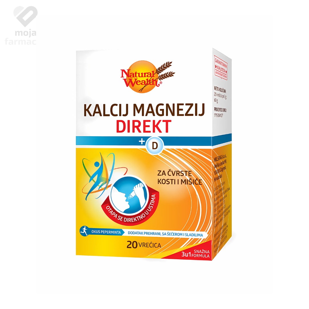 Slika proizvoda NATURAL WEALTH Kalcij+Magnezij+Vitamin D direct granule iz online apoteke Moja Farmacija - BIH