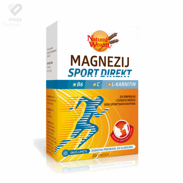 Slika proizvoda NATURAL WEALTH Magnezij Sport Direkt + B6 + C + L-karnitin iz online apoteke Moja Farmacija - BIH