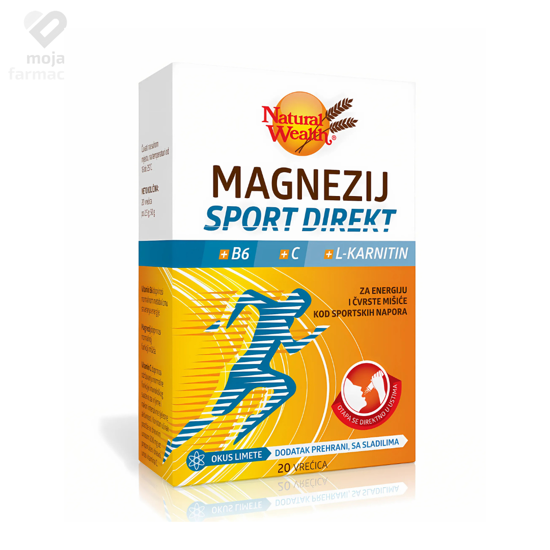 NATURAL_WEALTH_Magnezij_Sport_Direkt_B6_C_L-karnitin_moja_farmacija Slika proizvoda NATURAL WEALTH Magnezij Sport Direkt + B6 + C + L-karnitin iz online apoteke Moja Farmacija - BIH
