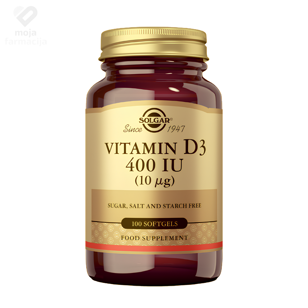 Solgar Vitamin D3 10 mcg dodatak prehrani u mekim želatinskim kapsulama