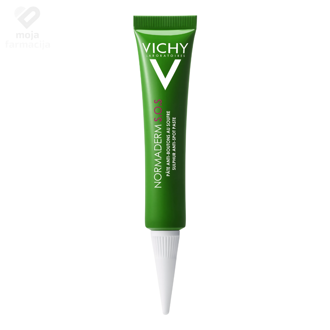VICHY Normaderm S.O.S. sumporna pasta za brzo i lokalno isušivanje prištića i akni na koži u tubici od 20ml.