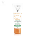 Vichy Capital Soleil matirajuća krema 3 u 1 SPF 50 za masnu kožu, formula sa zelenom glinom za 12h kontrolu sjaja bez bijelog traga.