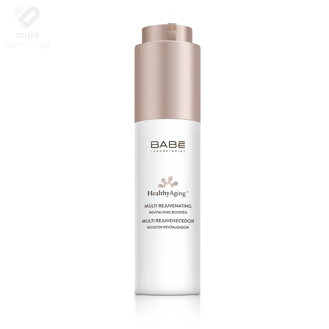 Laboratorios Babé Healthy Aging+ Multi Rejuvenating Booster serum u elegantnom pakovanju.