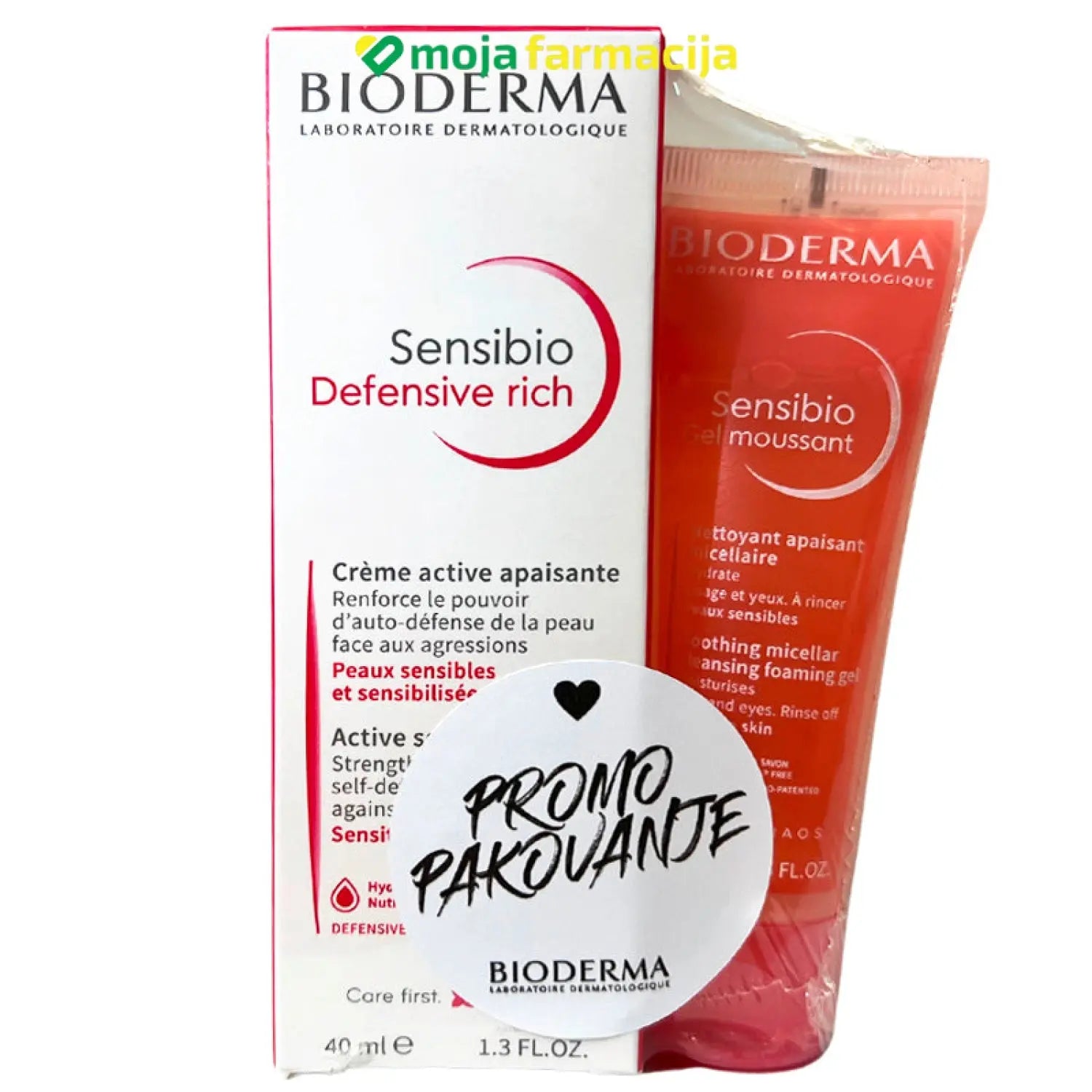 Slika proizvoda BIODERMA Sensibio defensive rich krema + Sebium pjenušavi gel iz online apoteke Moja Farmacija - BIH