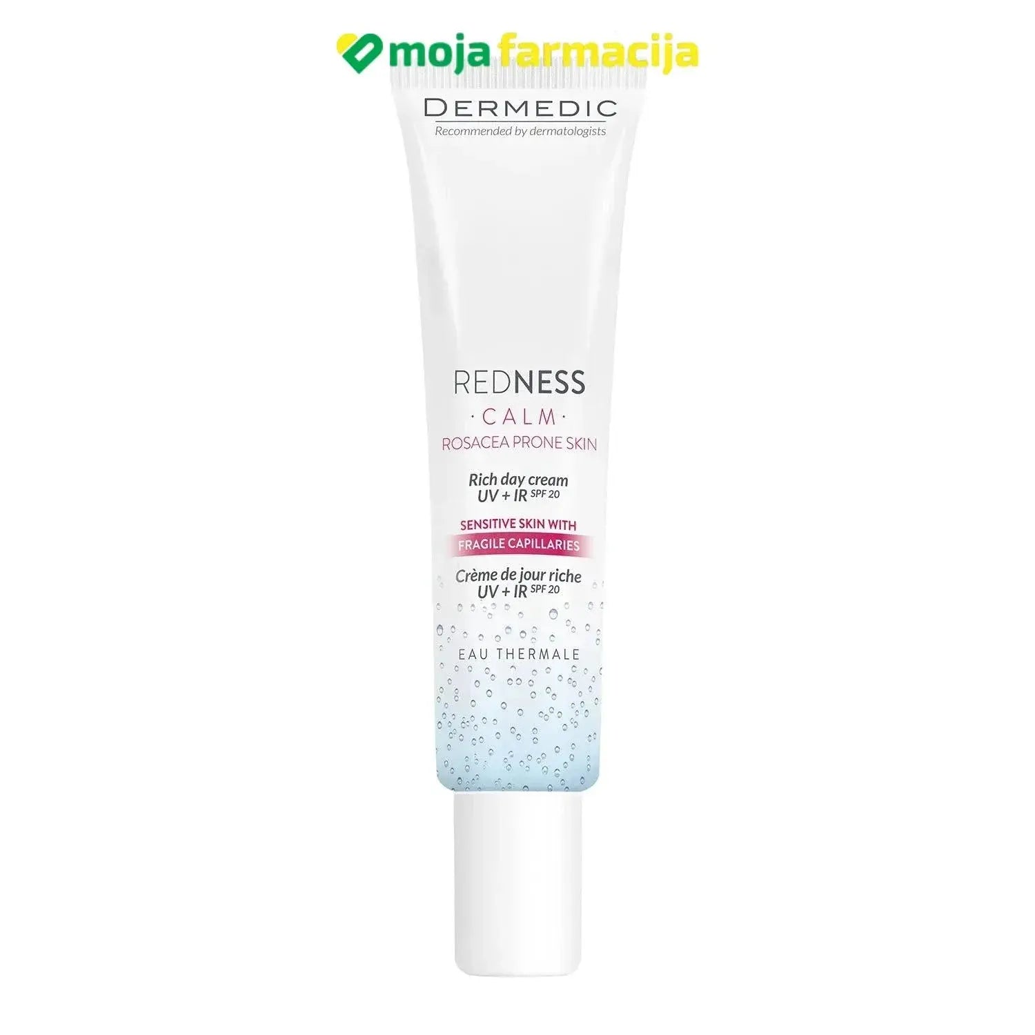 Slika proizvoda DERMEDIC Redness calm rosacea prone skin/ bogata dnevna krema UV+IR SPF20 40ml iz online apoteke Moja Farmacija - BIH