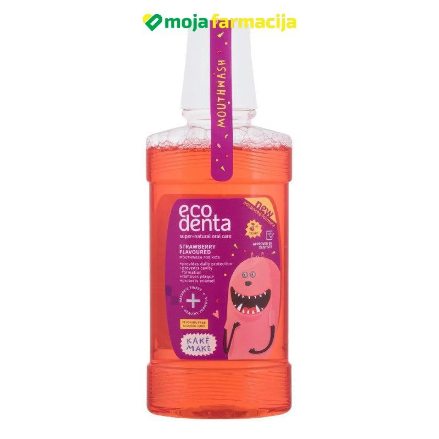 Slika proizvoda ECODENTA vodica za ispiranje usta za djecu - jagoda iz online apoteke Moja Farmacija - BIH