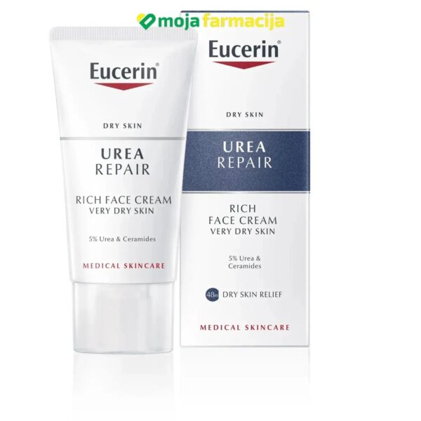 Slika proizvoda Eucerin UREA REPAIR Krema za lice s 5% ureje 50ml iz online apoteke Moja Farmacija - BIH