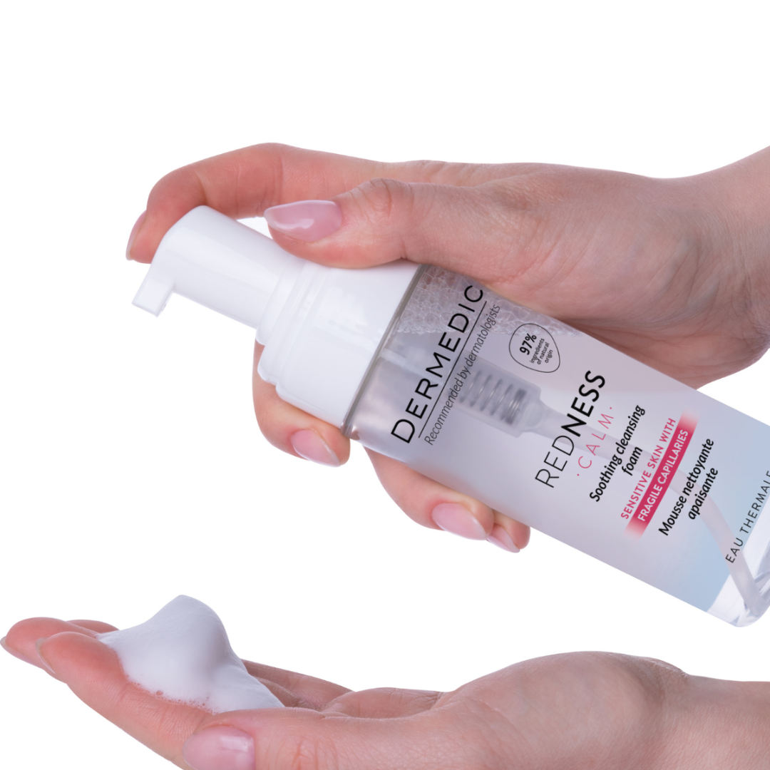 Slika proizvoda DERMEDIC Rednes calm rosacea prone skin/umirujuća pjena za čišćenje 170 ml iz online apoteke Moja Farmacija - BIH