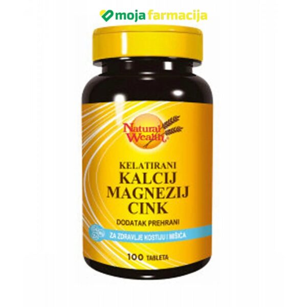 Slika proizvoda NATURAL WEALTH Kelatirani kalcij magnezij cink iz online apoteke Moja Farmacija - BIH