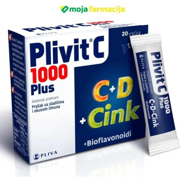Slika proizvoda PLIVIT C 1000 PLUS /C+D+CINK+BIOFLAVONOIDI a20 iz online apoteke Moja Farmacija - BIH