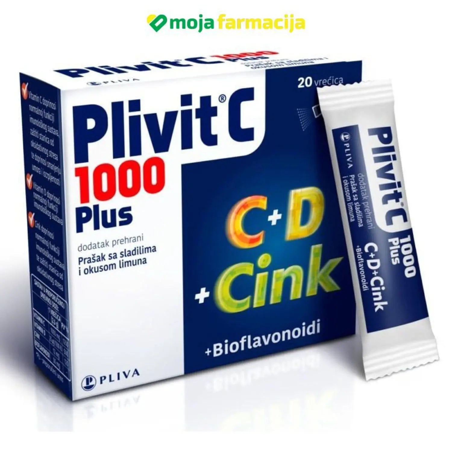 Slika proizvoda PLIVIT C 1000 PLUS /C+D+CINK+BIOFLAVONOIDI a20 iz online apoteke Moja Farmacija - BIH