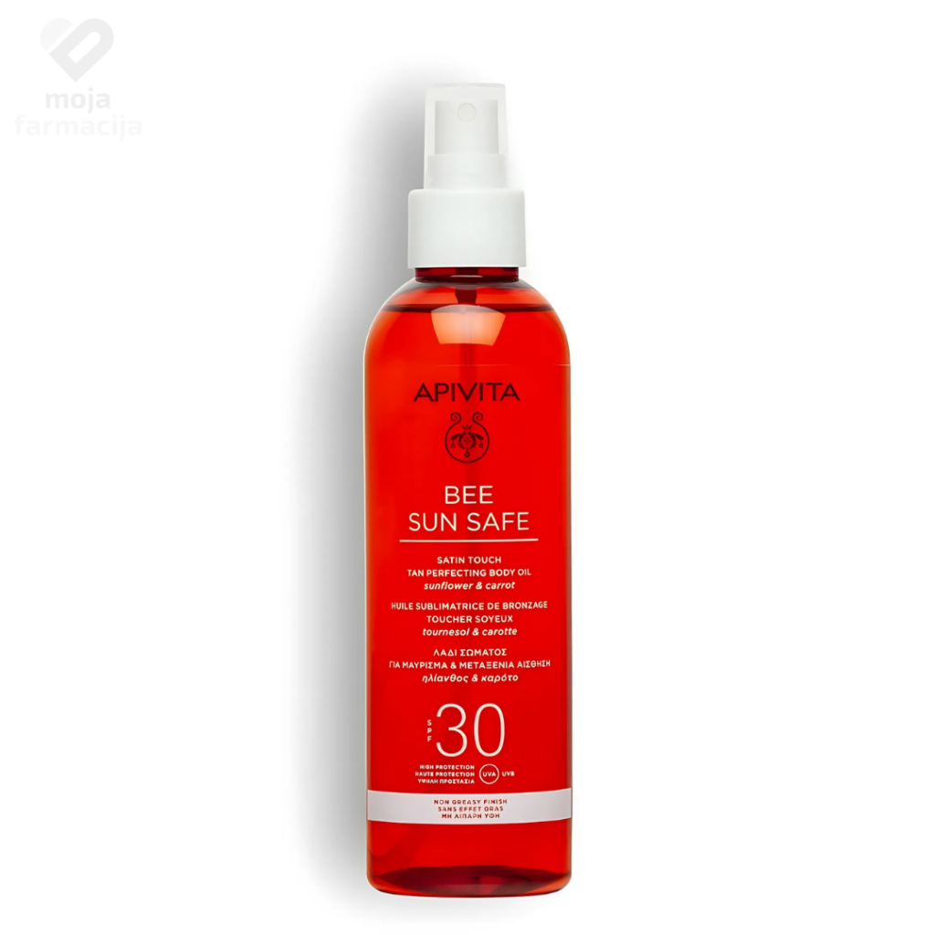 APIVITA Bee Sun Safe Satin Touch SPF 30 suho ulje za tijelo za brže tamnjenje