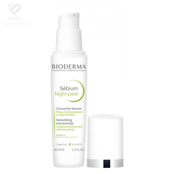 Bioderma Sébium Night Peel koncentrovani noćni piling sa glikolnom kiselinom za regeneraciju masne kože i smanjenje nesavršenosti u bočici od 40ml.