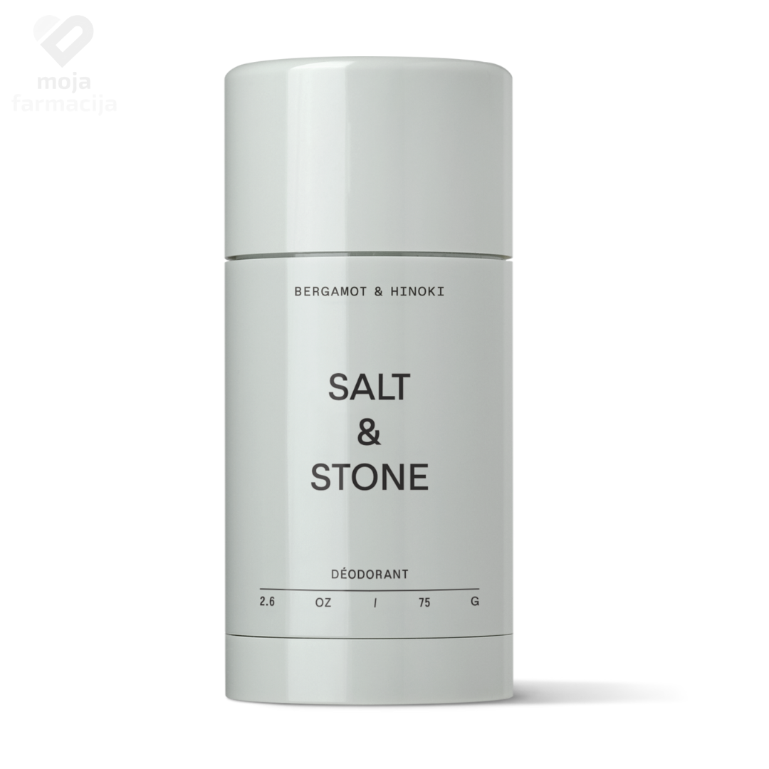 Salt & Stone Bergamot & Hinoki prirodni dezodorans, citrusni miris, formula sa hijaluronskom kiselinom i morskim algama, bez aluminijuma.