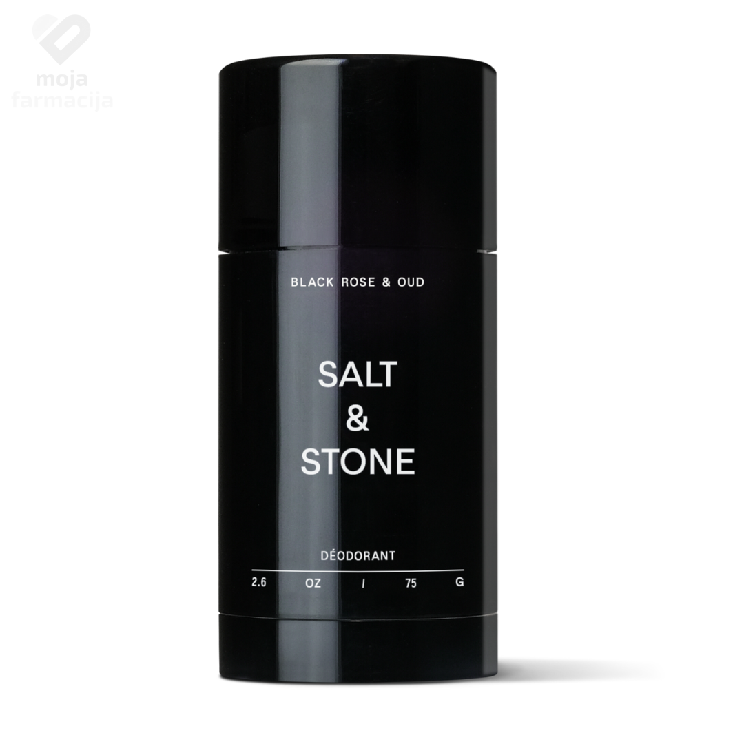 Salt & Stone Black Rose & Oud prirodni dezodorans, luksuzni miris tamne ruže i ouda, formula sa niacinamidom i morskim algama.