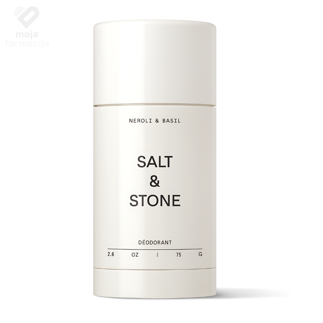 Salt & Stone Neroli & Basil prirodni dezodorans u stiku, miris citrusa i bilja, formula s niacinamidom i prebioticima za jačanje kožne barijere.