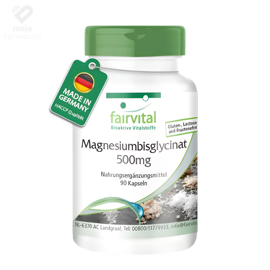 Fairvital Magnezij Bisglicinat 500mg 90 kapsula pakovanje - dodatak prehrani za mišiće i san.