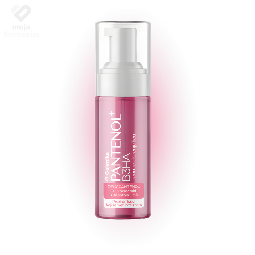 Galenika Pantenol + B3HA pjena za lice 150ml sa pumpicom za nježno čišćenje i hidrataciju.