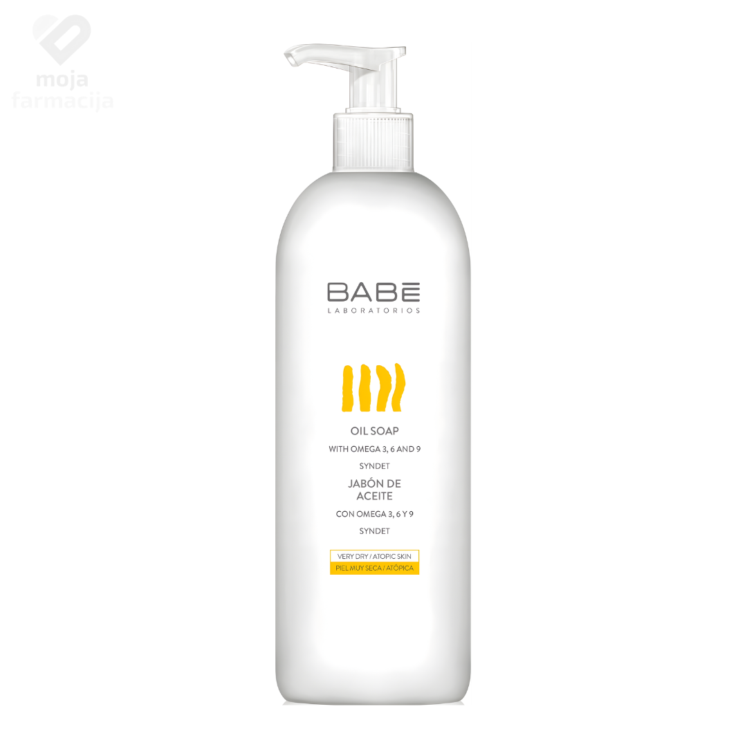 BABÉ Oil Soap uljna kupka za tuširanje, bogata uljem soje i Inca Inchi uljem, namijenjena suhoj koži i atopijskom dermatitisu.