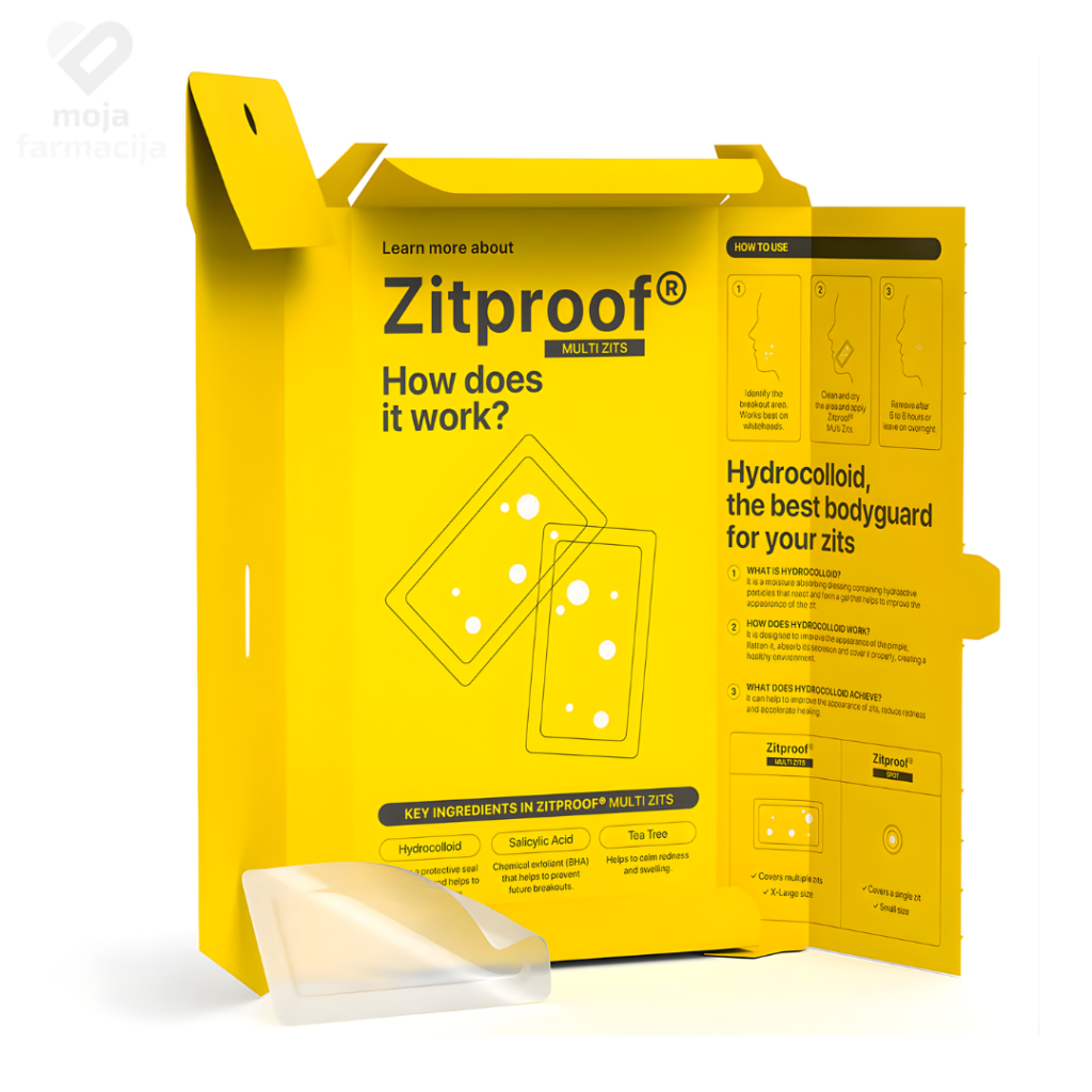 Acnemy Zitproof Multizits XL hidrokoloidni flasteri za lice sa salicilnom kiselinom.