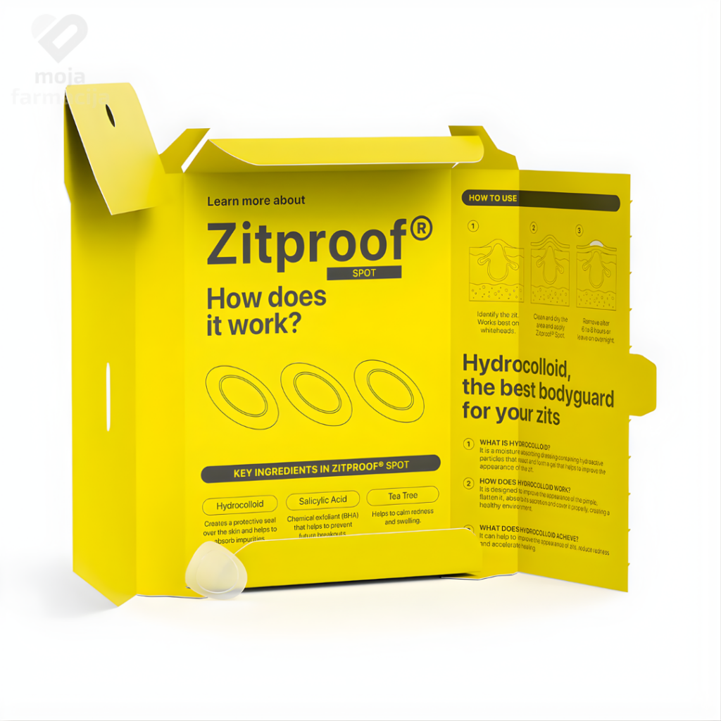 Acnemy Zitproof Spot pojedinačni flasteri za bubuljice sa salicilnom kiselinom i čajevcem.