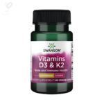 Swanson Vitamins D3 i K2 dodatak prehrani u kapsulama za pravilnu upotrebu kalcija u tijelu i zdravlje srca.