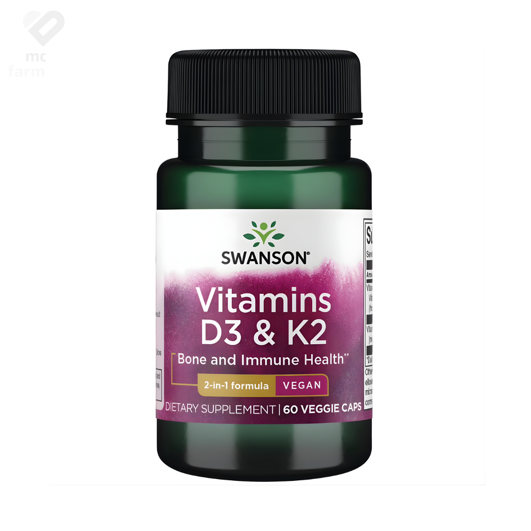Swanson Vitamins D3 i K2 dodatak prehrani u kapsulama za pravilnu upotrebu kalcija u tijelu i zdravlje srca.