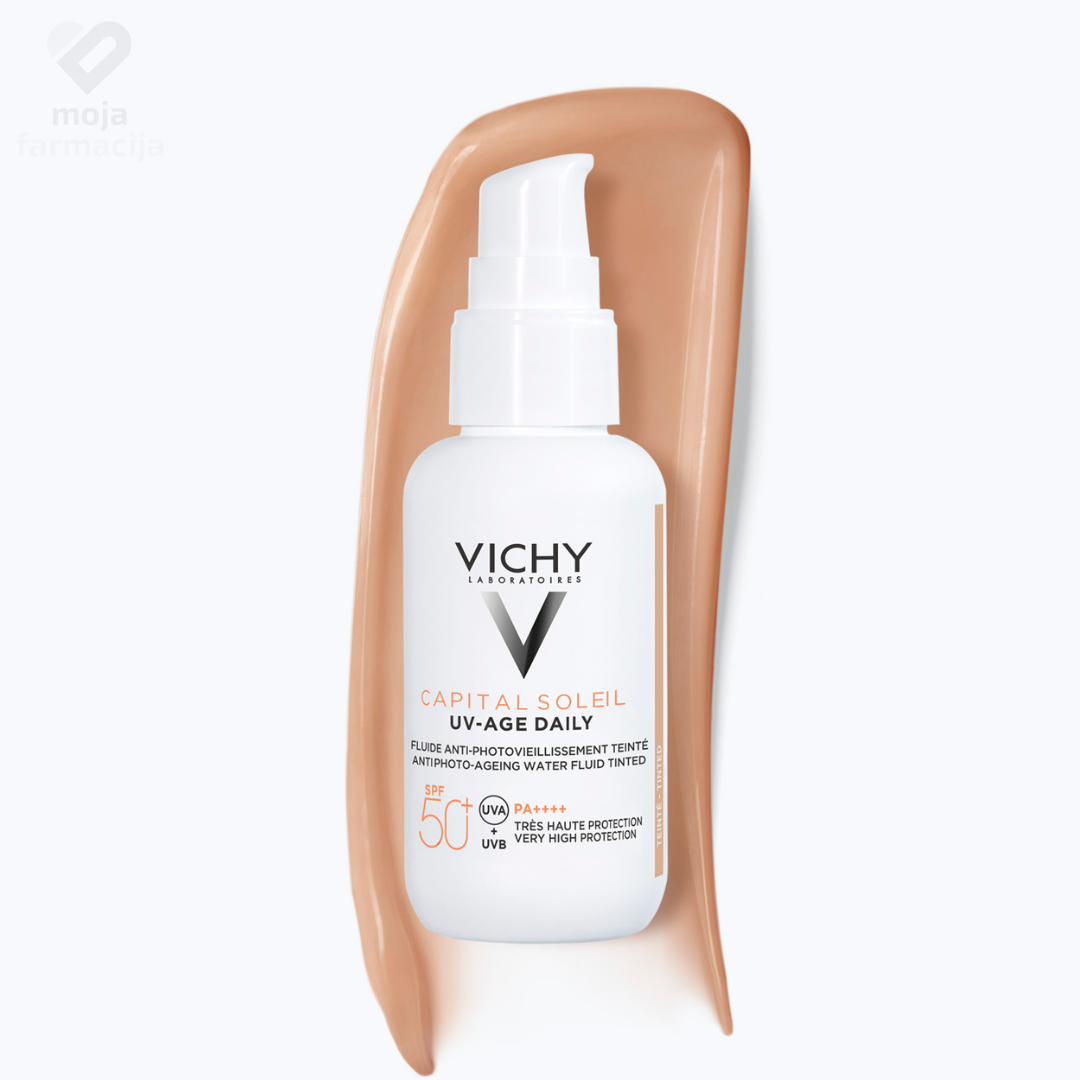 Vichy UV-AGE Daily Pigment Light tonirani fluid SPF 50+, anti-age zaštita od sunca sa peptidima i niacinamidom, svijetla nijansa.