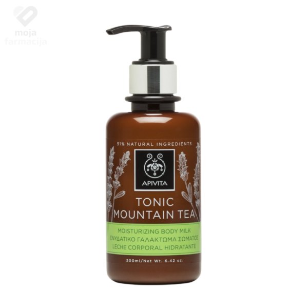 APIVITA Tonic Mountain Tea prirodno hidratantno mlijeko za tijelo s grčkim planinskim čajem u pakovanju od 200ml.