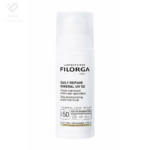 Filorga UV Daily Repair Mineral SPF 50 zaštitni fluid u bočici od 50ml s pumpicom, mineralna dnevna zaštita sa zelenim tonom protiv crvenila kože lica.