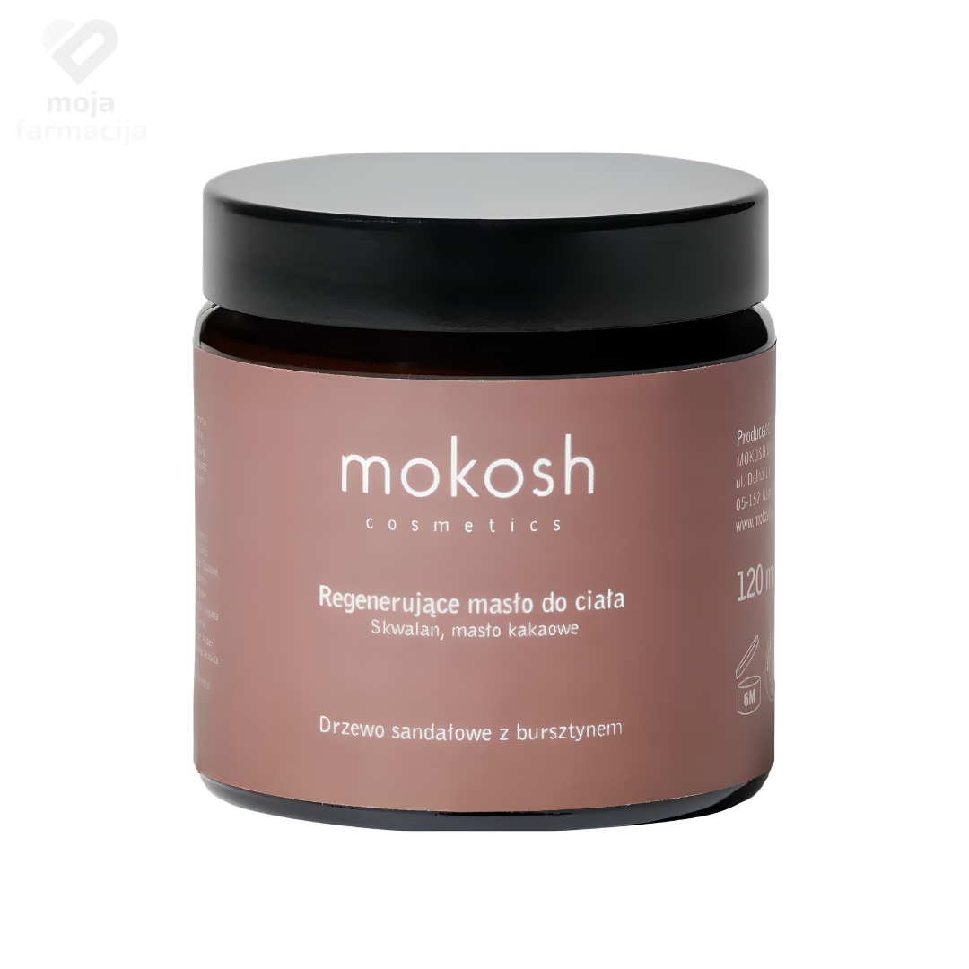 MOKOSH Regenerirajući prirodni maslac za tijelo sa raskošnim mirisom sandalovine i jantara u staklenoj teglici od 120ml. MOKOSH Regenerirajući prirodni maslac za tijelo sa raskošnim mirisom sandalovine i jantara u staklenoj teglici od 120ml.