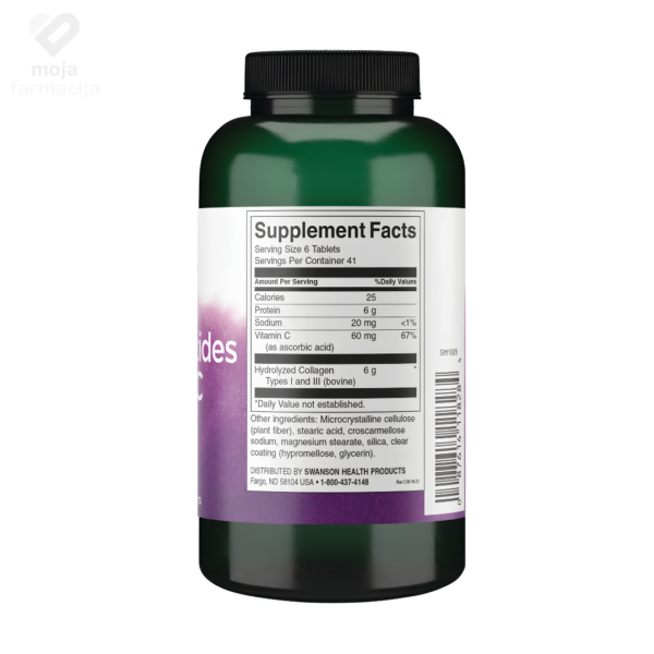 Swanson Hydrolyzed Collagen Peptides sa vitaminom C 250 tableta pakovanje