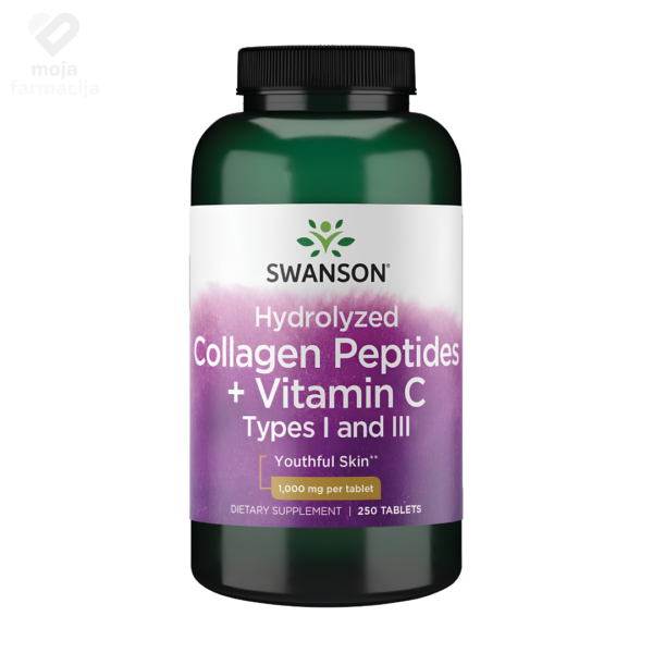 Swanson Hydrolyzed Collagen Peptides sa vitaminom C 250 tableta pakovanje