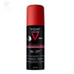Vichy Homme Clinical Control 96H antiperspirant sprej za muškarce, ekstremna zaštita od znojenja, crno-crveno pakovanje, suhi dodir na koži.